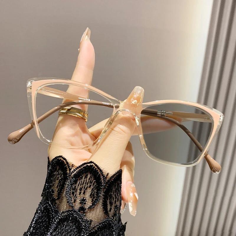 

Fashion Photochromic Myopia Glasses for Women Men Retro Cat Eye Mimus Diopter Eyewear Outdoor Color Changing Sun Shades Glasses 0 розовый