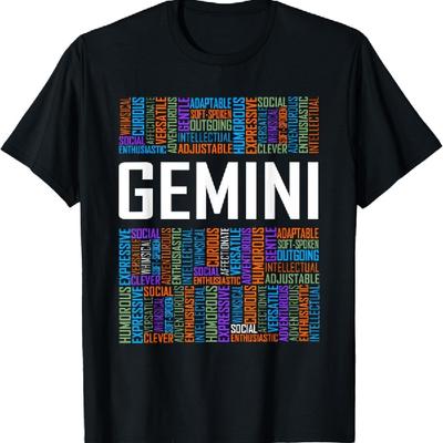 Gemini Zodiac Traits Horoscope Astrology Sign Gift Words T-Shirt