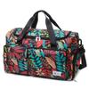 Oxford Fabric Travel Duffel Bag with Leaf Print Multiple Pockets Waterproof Gym Weekender Bag