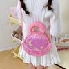 Color Solid Simple Star Moon Print Children Round Shape Crossbody Bag Girl For