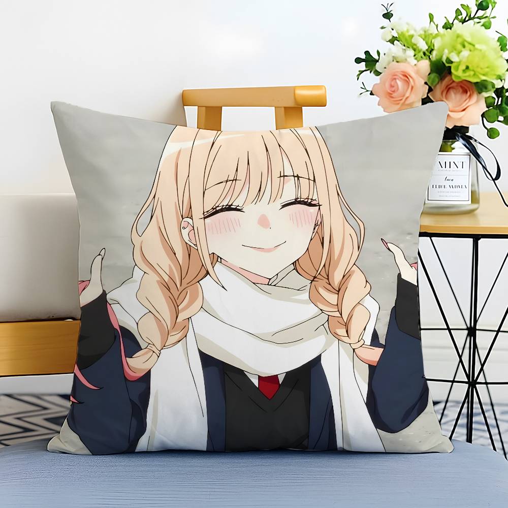 My Dress-Up Darling M-Marin Kitagawa Pillow Case Anti-dustmite Pillowcase Invisible Zipper Silky Short Plush Sofa Cushion Cover