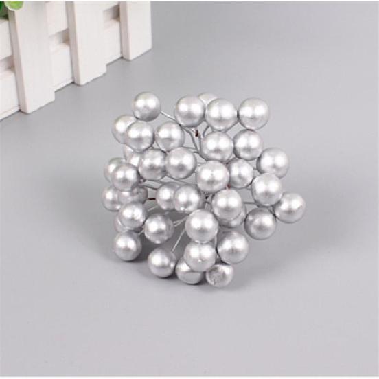 

50шт рождественские красные ягоды Холли орнамент 50pcs серебряный