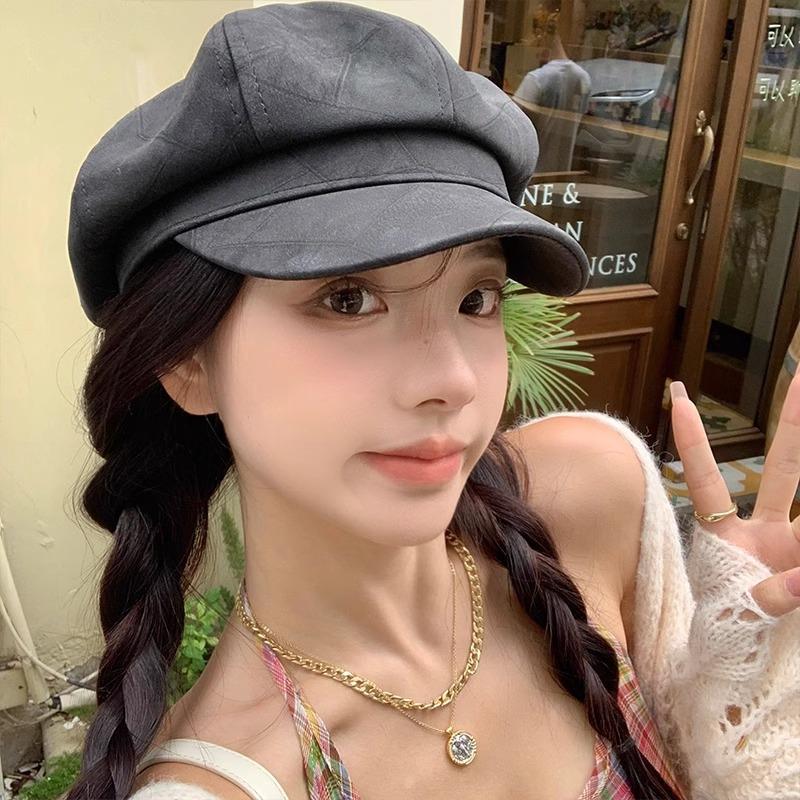 Duck Tongue Beret Women's Autumn and Winter Japanese Big Head Versatile Octagonal Hat Korean Style Face Showing Little Painter Hat