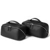 Top Grain Cow Leather Makeup Bag, 2 Sizes Litchi Grain Double Zipper Portable Handheld Travel Toiletry Bag Large Capacity Skincare Storage Organizer