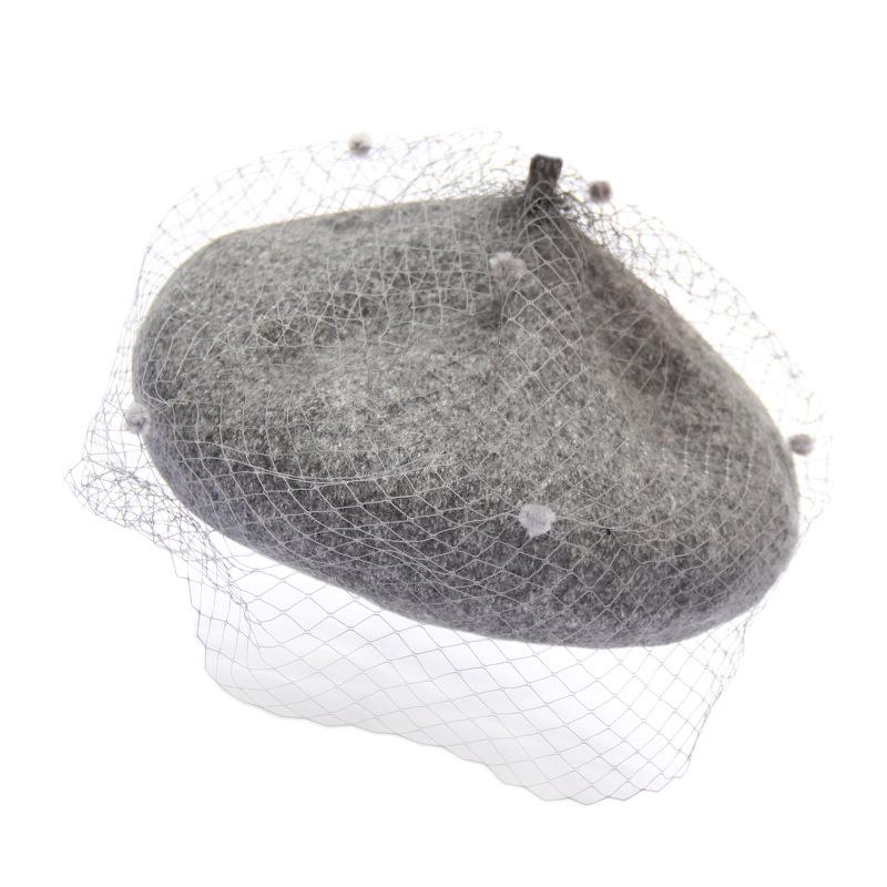 Autumn And Winter Woolen Painter Hat British Retro Lace Mesh Beret Women'S Elegant Fashion Hat
