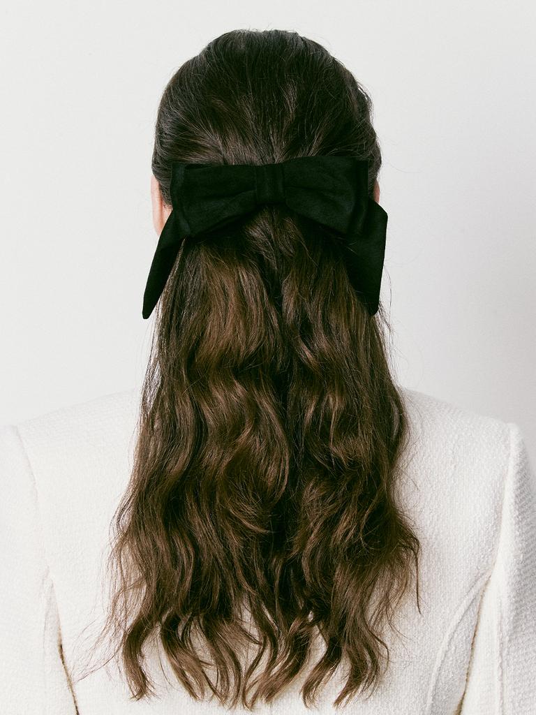Vintage Hollywood Suede Double Ribbon Hairpin_Vh249Ohb008M