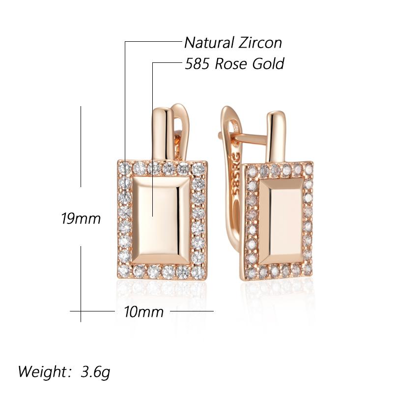 Fashion Glossy Dangle Earrings For Women Rose Gold Color Simple Square Natural Zircon Accessories Daily Fine Jewelry