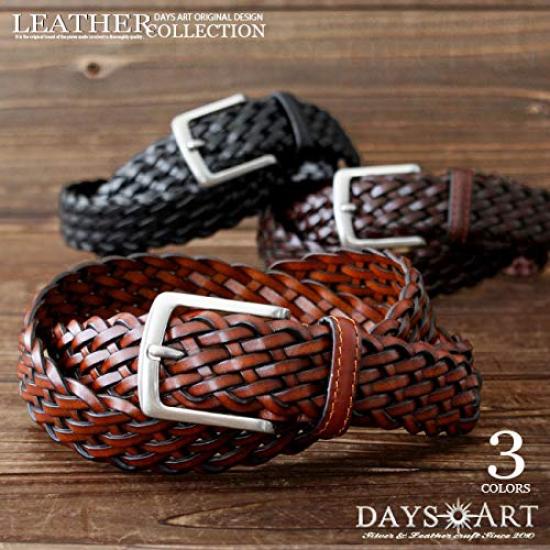 Genuine Cowhide Braided Square Simple Buckle Belt [Days Art] Belt, Leather, Leather, Belt, Mesh, Buckle,