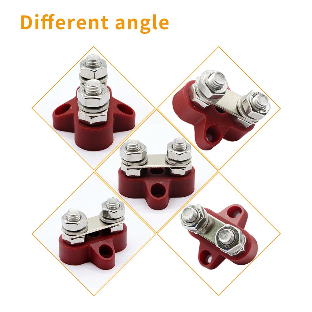 1 Pair Boat M8 Terminal Portable Fiberglass Base DC 48V Truck Automobile Dual Stud Terminals Accessories with Mounting Screws