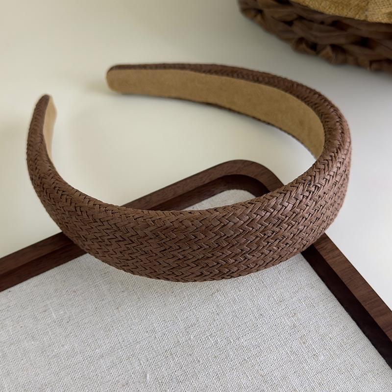 Bohemian Straw Wide-Brimmed Headband for Women - Vacation Style Hair Accessory