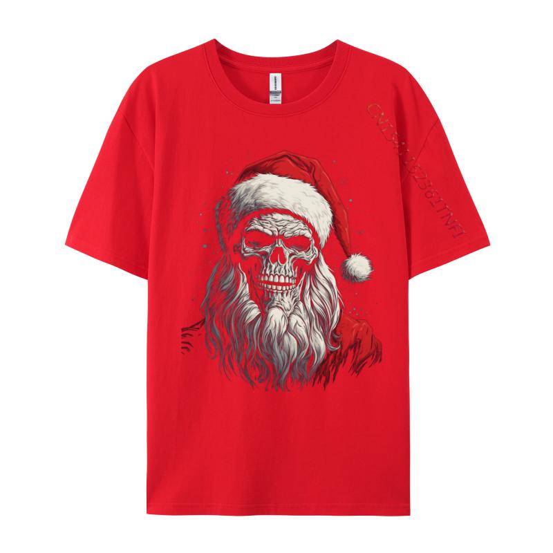 Christmas Skull Santa Claus Xmas Holiday Winter Season T Shirts Men's Harajuku T Shirt Cotton Oversized Tshirt Tee Top