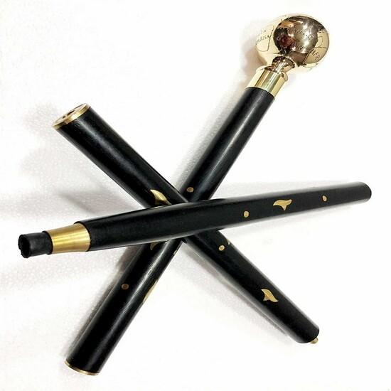 Antique Brass Globe Handle Wooden Vintage Style Walking Stick Cane Designer gift