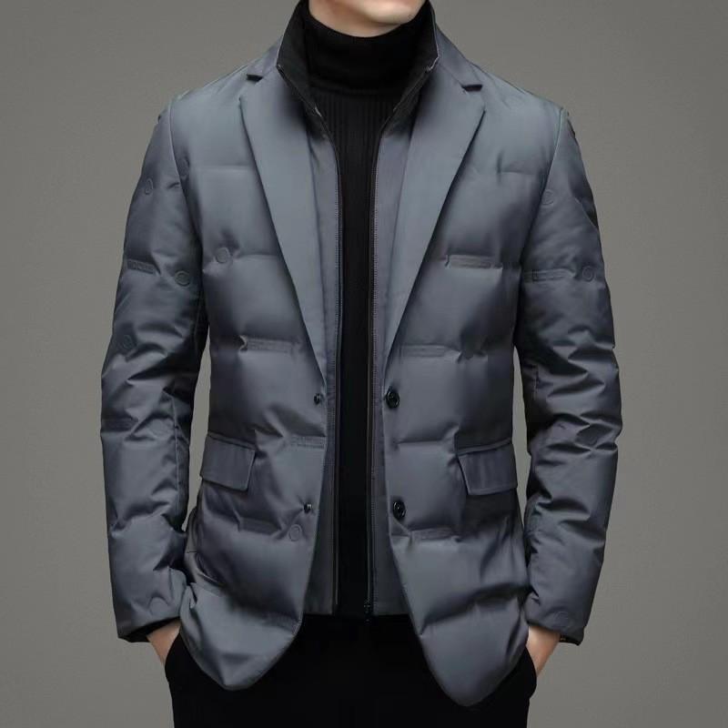 

Men s 2024 Winter Faux Two-Piece Down Jacket - Business Outerwear Hot Seller Pre-order 170 cm (Recommended below 60 kg) сірий колір