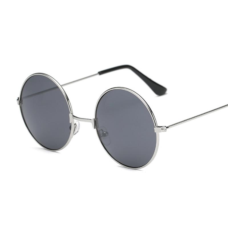 Retro Round Pink Sunglasses Woman Brand Designer Sun Glasses For Male Alloy Mirror Female Oculos De Sol Black