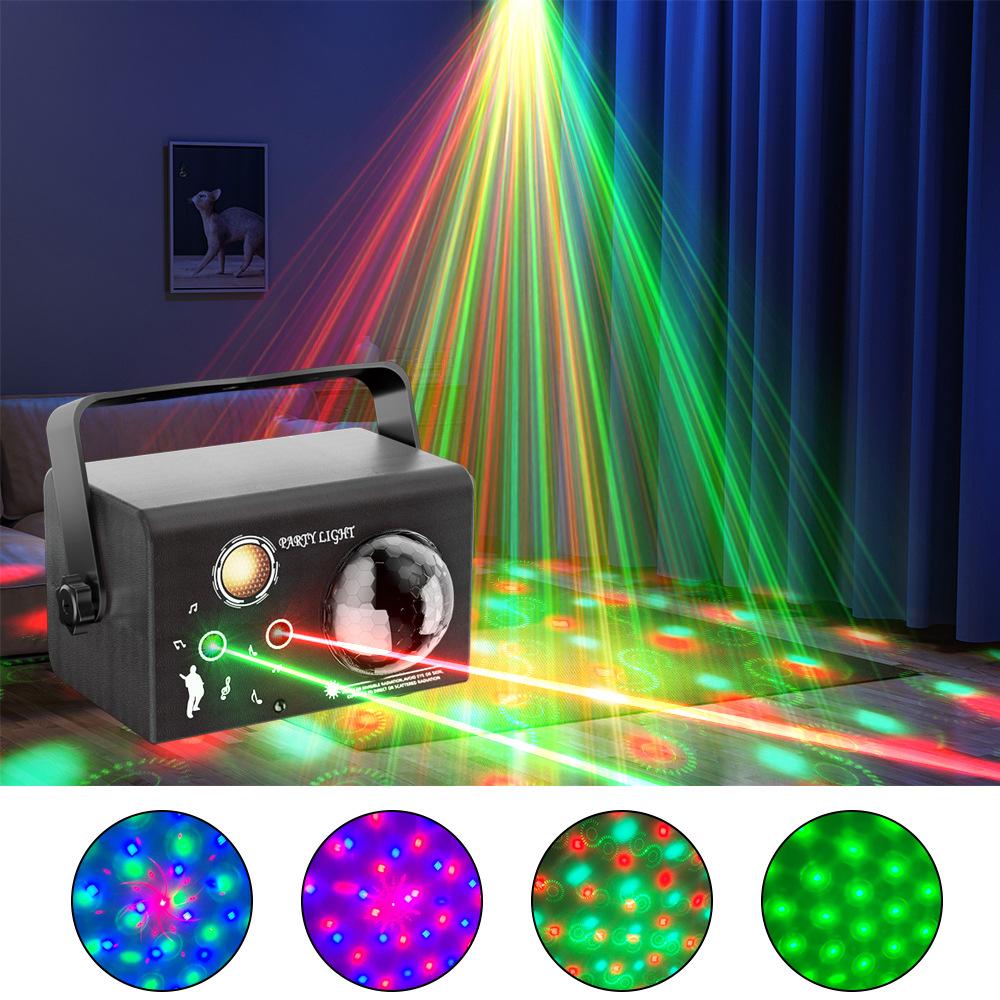 RGB DJ Disco Party Lights with Voice-Controlled and XNE45 Laser Projector Light Perfect for Family Parties,Wedding, Birthday,Music Performance Light