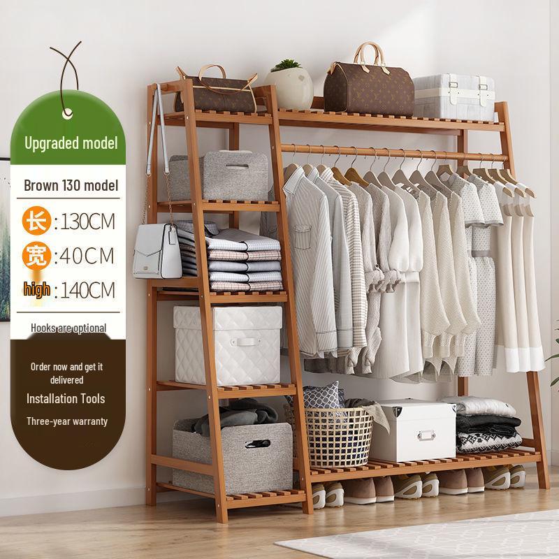 Bamboo Floor-Standing Clothes Rack & Wardrobe Organizer