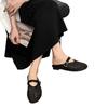 Flat bottom soft bottom bag head slippers women's outer wear 2025 summer new one-word belt Mary Jane woven hollow lazy shoes