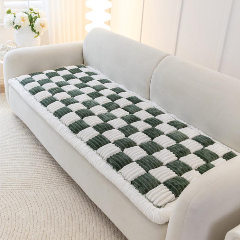 Square Pattern Sofa Cover Winter Warm Universal Seat Cushion For Living Room Anti Slip Mat For Sofa Chair