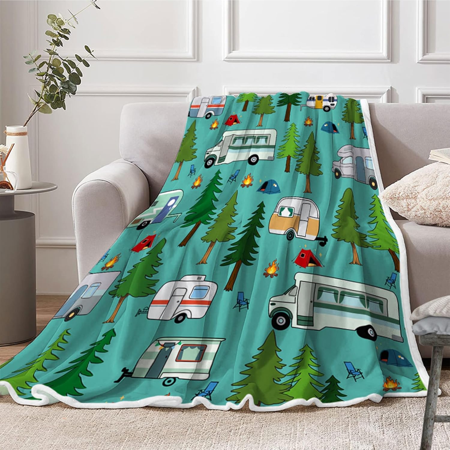 

Ydbkt Camping Blanket Soft Outdoor Throw for Men Women Kids Perfect Gift for Camping Lovers Ideal RV Bedding Decor for Campsite 100x150cm