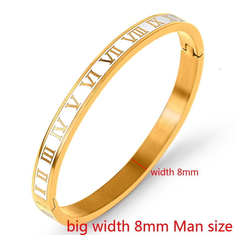 Vintage Roman Letter Bangles & Bracelets for Women Black Gold Numeral Color Charm Cuff Bangles Stainless Steel Jewelry