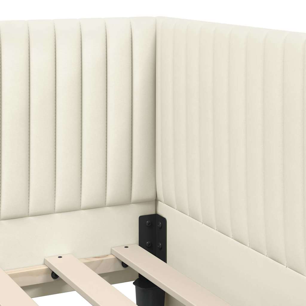 Corner Bed Frame Cream 80 X 200 Cm Velvet