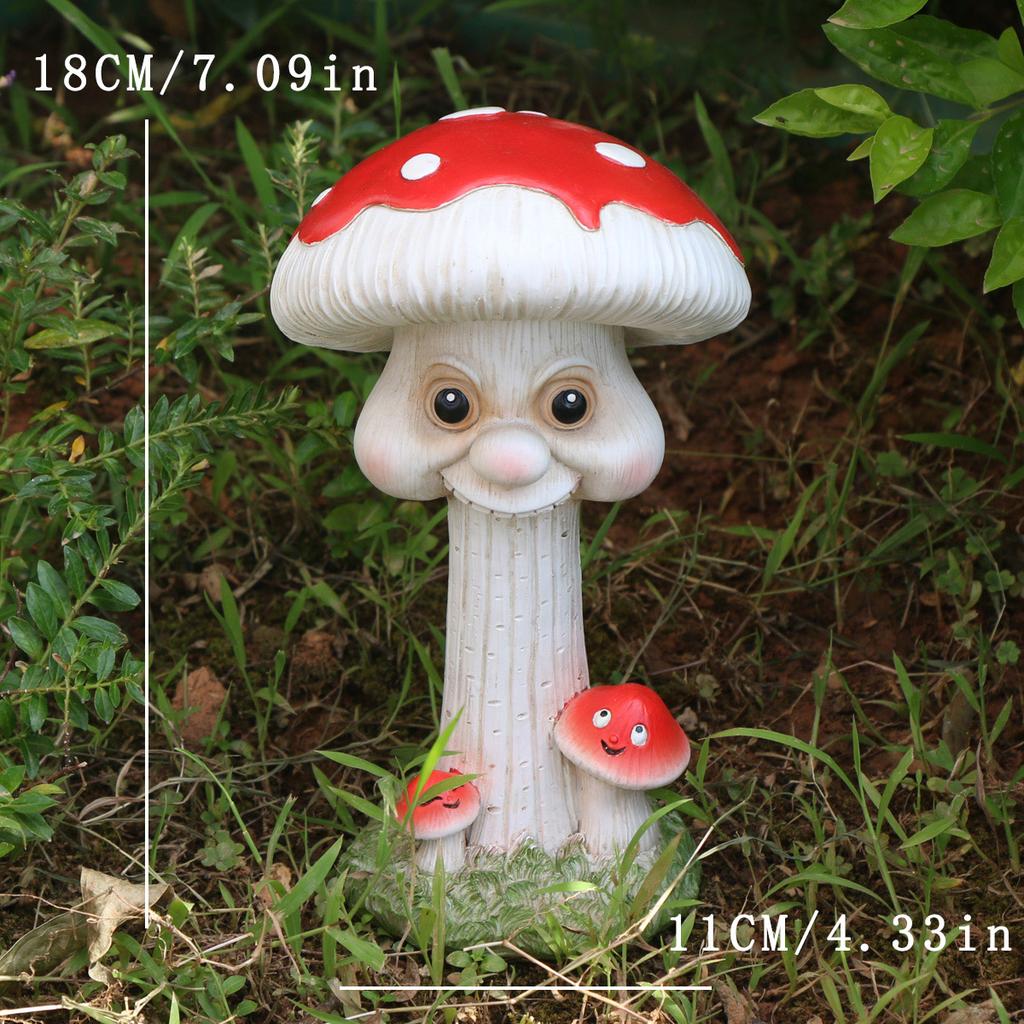 1 STK. Bezaubernde Pilzstatue mit Babygesicht - Harz, freistehend für Garten- und Rasendekoration | Perfektes Geschenk für Halloween, Weihnachten