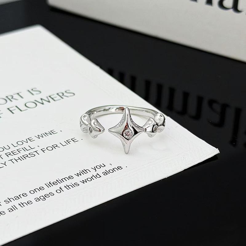 Super Flash Zirkon Hexagramm Ring Öffnung Verstellbar Exquisiter Ring Temperament Hochklassige Frauen