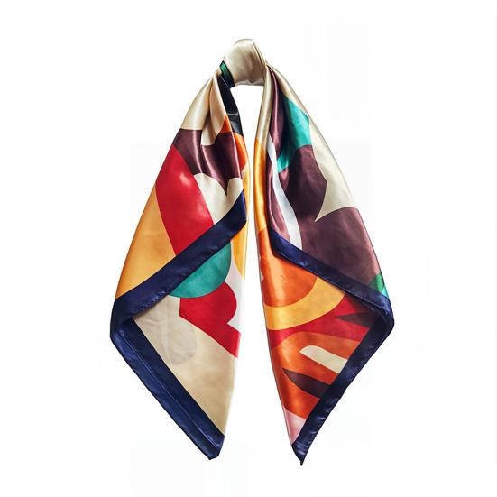 yangyizhi Large Square Headscarf, Simulated Silk Satin Fabric Scarf, Vibrant Floral Print Neck Multi-Purpose Turban Scarf Shawl Hair Tie