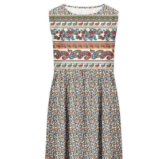 Женское летнее платье с принтом без рукавов А-силуэта — фото 6