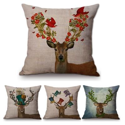 2023 Vår Europeisk Nordisk Floral Hjort Fågel Hem Dekorativt Kuddfodral Kontorsdekoration Bomull Linne Soffa Stol Kuddöverdrag