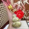 Shuibei 999 Fine Gold Gourd Charm: Attract Wealth Keychain Pendant