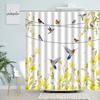 Chinese Style Flowers Birds Shower Curtains White Magnolia Flower Hand Painted Oil Painting Fabric Bathroom Curtain Decor Sets