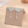 S925 Sterling Silver Blue Starfish Dangle Earrings Shiny Zircon Ocean Style Drop Earrings Sweet Fresh Women Daily BeachJewelry