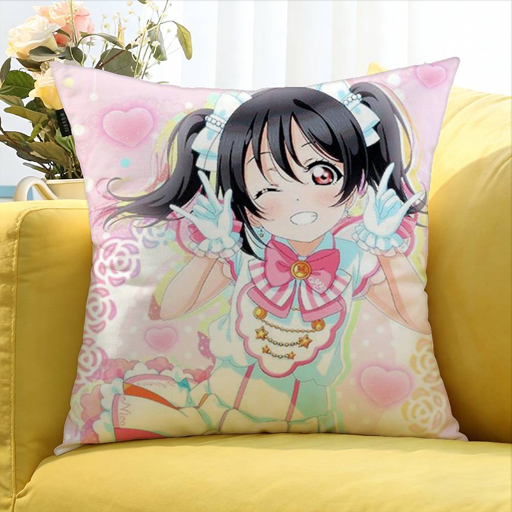 Yazawa Nico Love Live Anime Girl Various Sizes Square Pillow Case For Car Home Bedchamber Decor