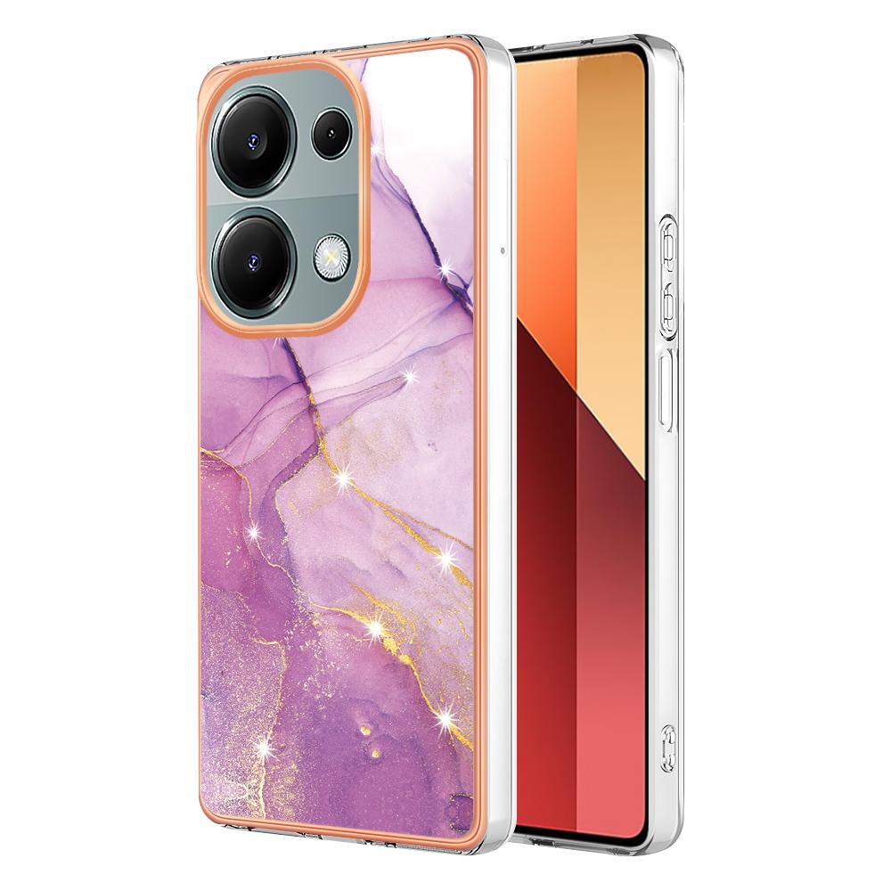 For Xiaomi Redmi Note 13 Pro 4G/Poco M6 Pro 4G TPU Case with IMD Marble Pattern Electroplated Back Cover