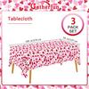 Gatherfun Valentine's Love 3-Pack Tablecloths: Waterproof & Disposable Plastic Covers, 54x108, Romantic Heart-Themed Decorations for Memorable Party