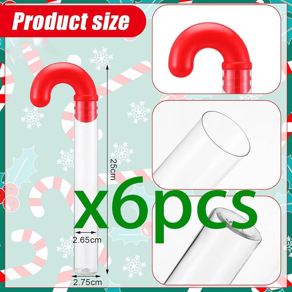 

Large Christmas Candy Tubes Plastic Candy Container with Red Topper Red Filled Holiday Stuffer Crutch Shaped for Christmas Party