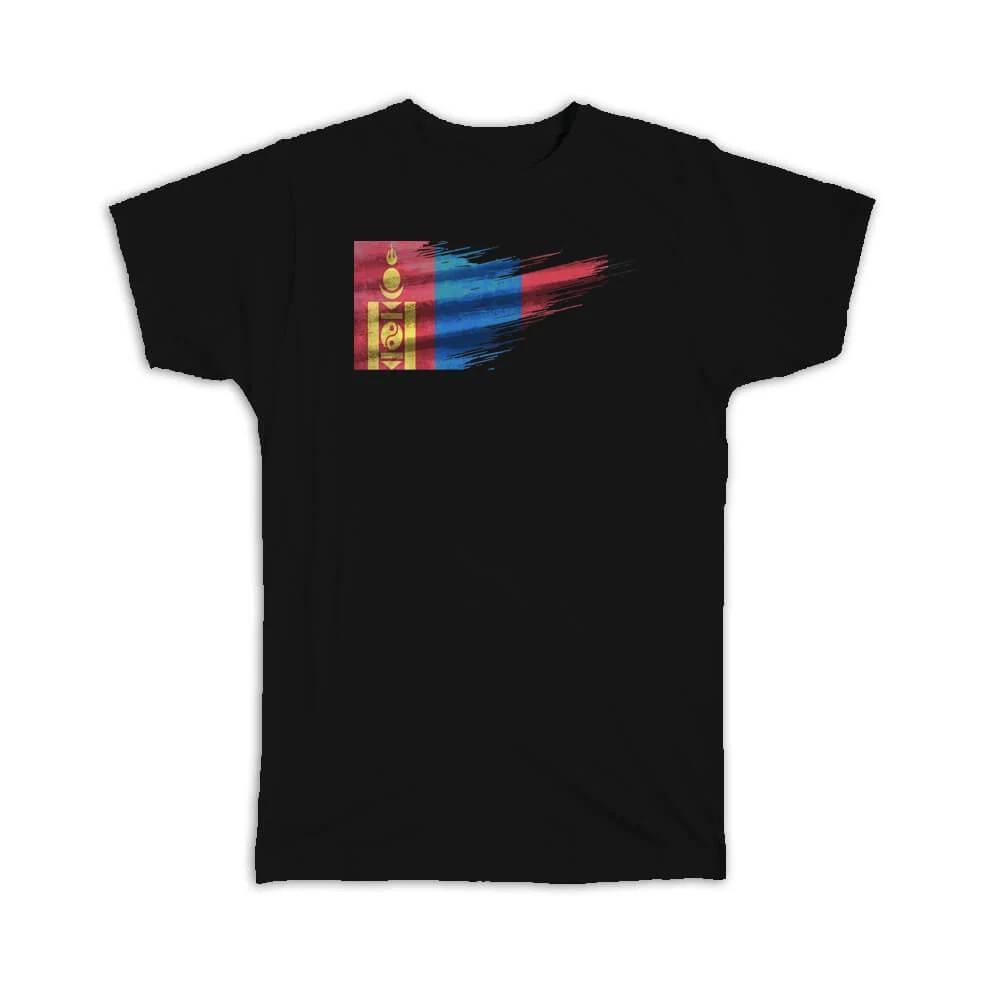 Gift T-Shirt : Mongolia Flag Mongolian Travel Expat Country Artistic 3XL