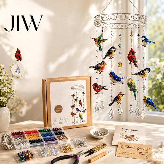 Hummingbird Themed Decor Graceful Bird Wind Chime, Stained Outdoor Sun Catcher Windchime, Colorful Yard Spiritual Peace Meditation Decorations,