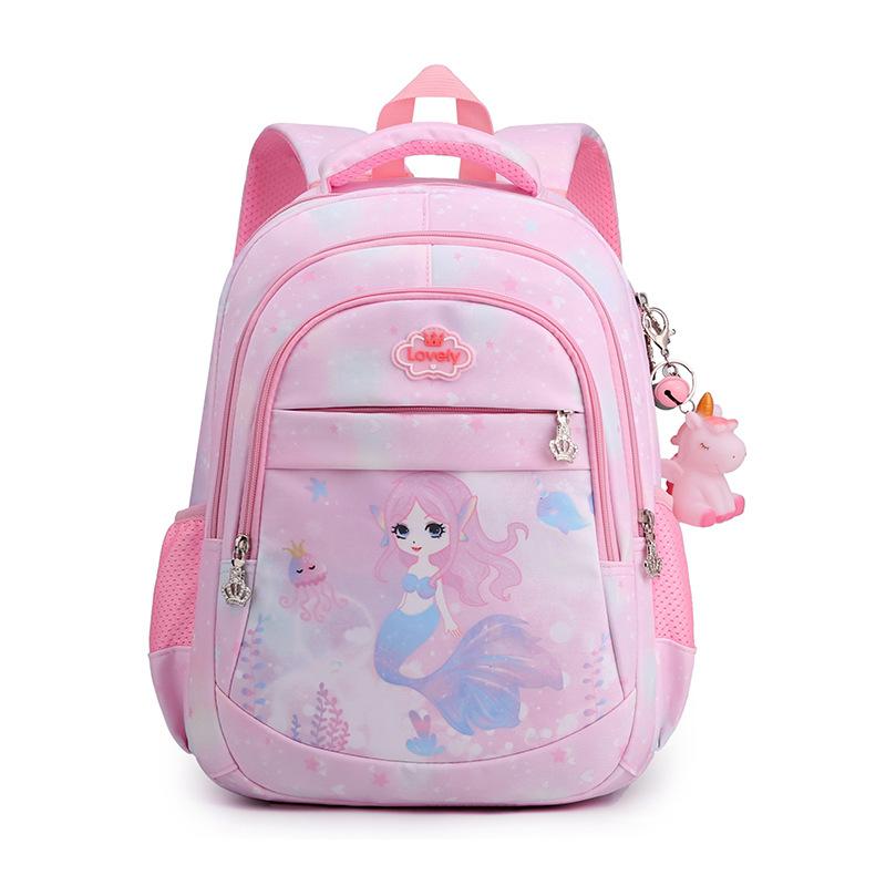 

New primary school students cartoon cute schoolbag boys and girls backpack lightweight load reduction ridge backpack рожевий