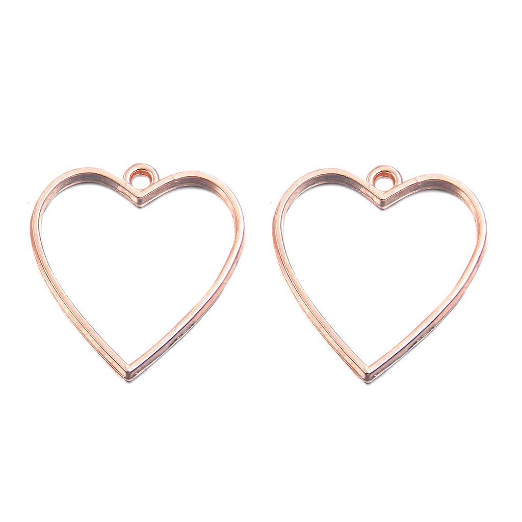 Rose Gold Geometric Heart & Moon Epoxy Keychain Pendants - 17 Designs