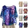 Women's Fashionable And Casual Shirt Half-sleeve Round Neck Print Blouse Top