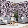 Pink Butterflies Leopard Print Wallpaper 22.83"X118" Waterproof Wallpaper for Living Room/Bedroom/Bathroom PVC Wall Sticker