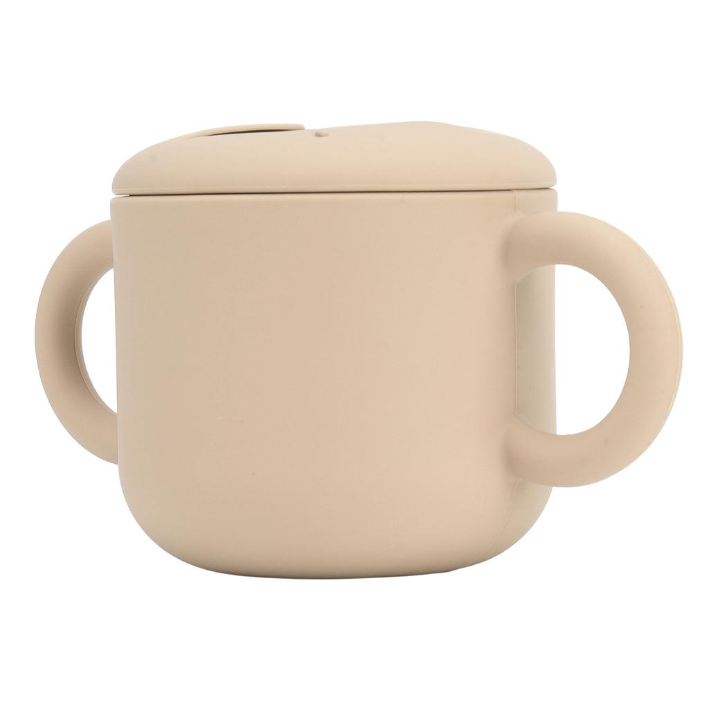 Baby Lernen Trinkbecher Silikon Doppelgriff Design Einfache Reinigung Auslaufsicher Kleinkind Trainingsbecher Khaki