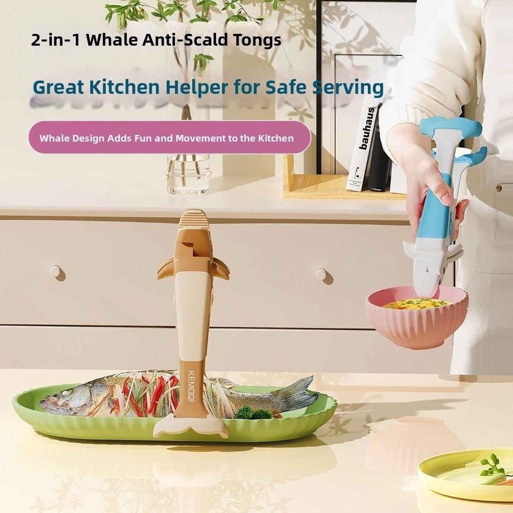 Non-Slip Anti-hot Bowl Plate Clips Whale Shape Hot Bowl Gripper  for Dish Plate Steamer