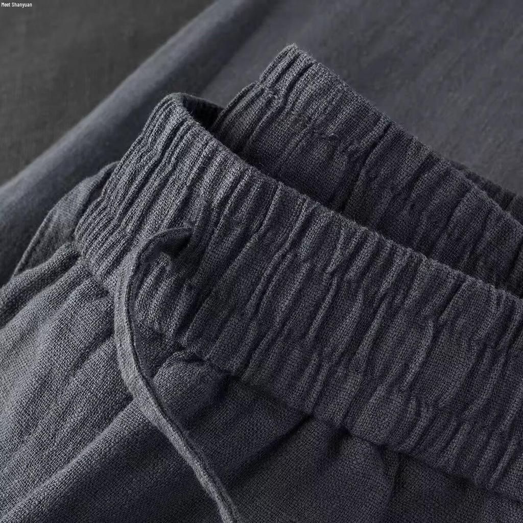 Men's Lightweight Cotton Linen Straight-Leg Sports Pants - Summer Versatile Style for Teens and Adults