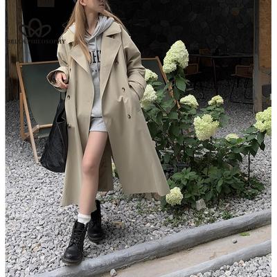 Women Trenchcoat New Spring Autumn Elegant Popular French Style Retro Long Coat Fashion Casual Coat