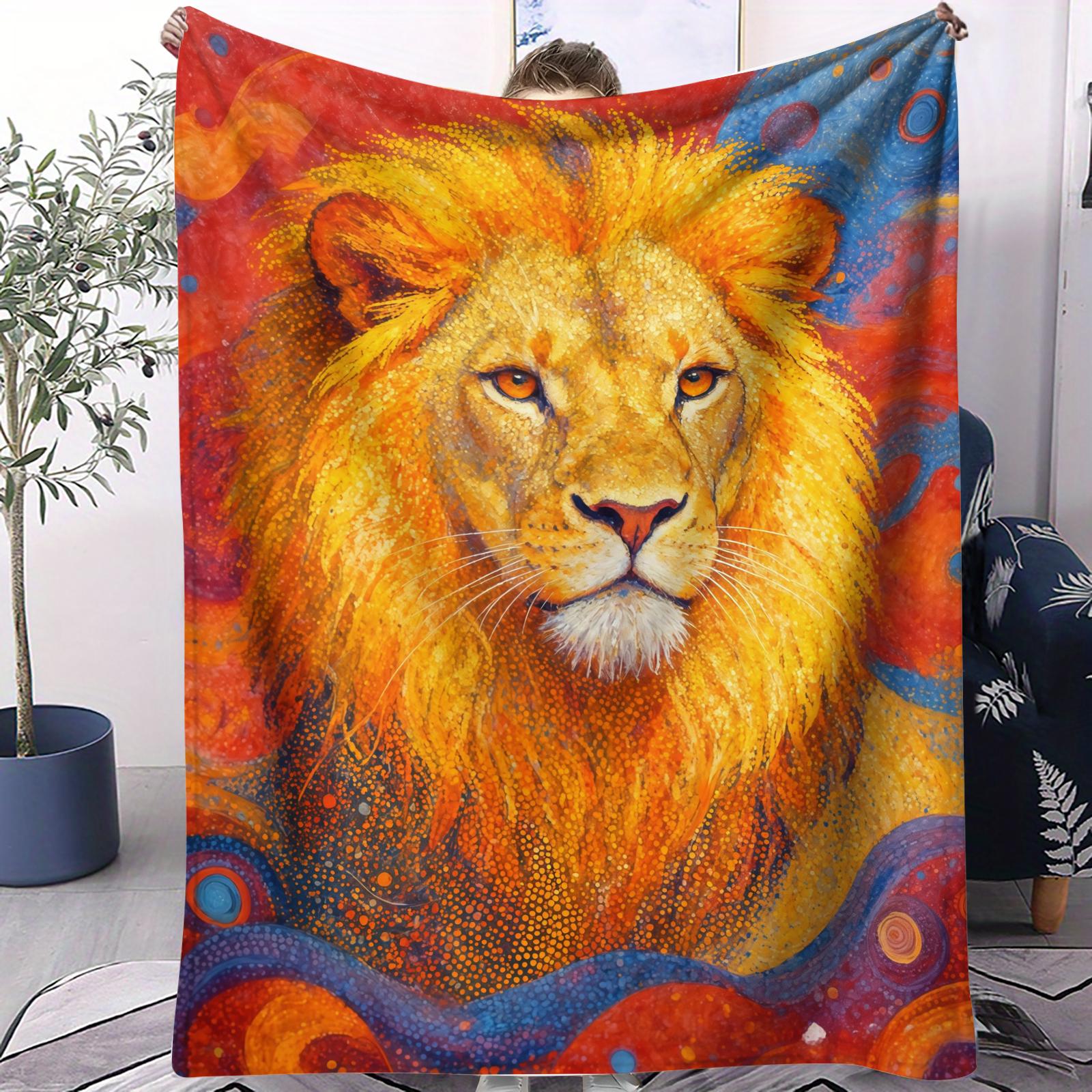 

Pattern of fierce animal tiger Flannel printed blanket suitable for all seasons suitable for living room office sofa and travel 75x100cm