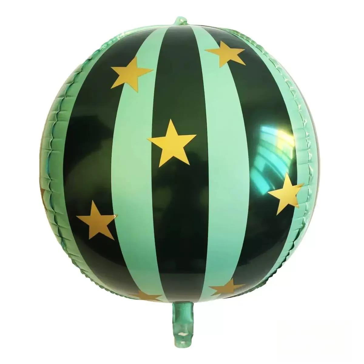 

1PC 22inch 4D Striped Star Aluminum Film Balloon Spheres That Can Float in The Air for Christmas 22Inch зелёный