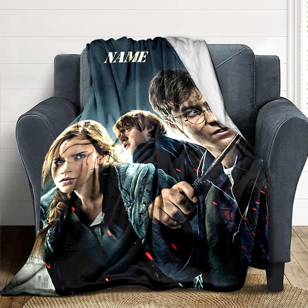 Custom Name Harry Potter Adventure blanket for Couch & Bed, Plush Cozy Fuzzy Blanket Super Soft & Warm Blankets for Fall and Winter. 090863